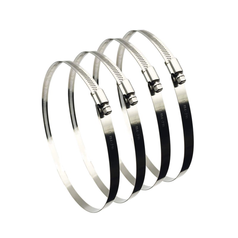 EesTeck 4Pcs 8" Adjustable 304 Stainless Steel Duct Clamps Hose Clamp Pipe Clamp Air Ducting Clamp worm drive hose clamps (194mm-216mm) - Image 1
